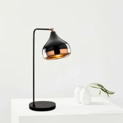 Lampe à poser design noir & cuivre, abat-jour orientable SILE