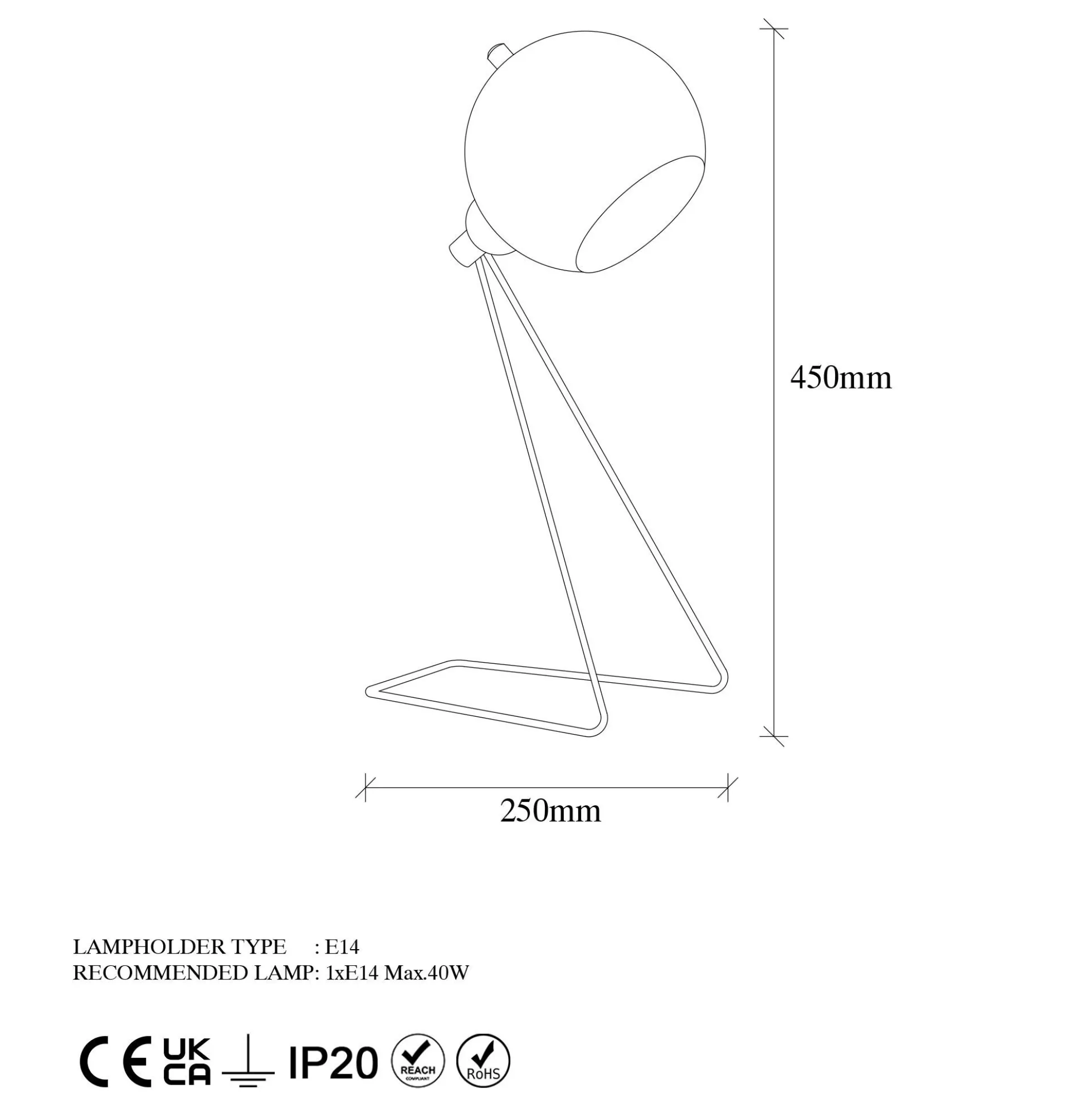 Lampe à poser design noire, abat-jour rond en métal SILE