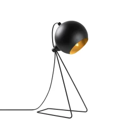 Lampe à poser design noire, abat-jour rond en métal SILE