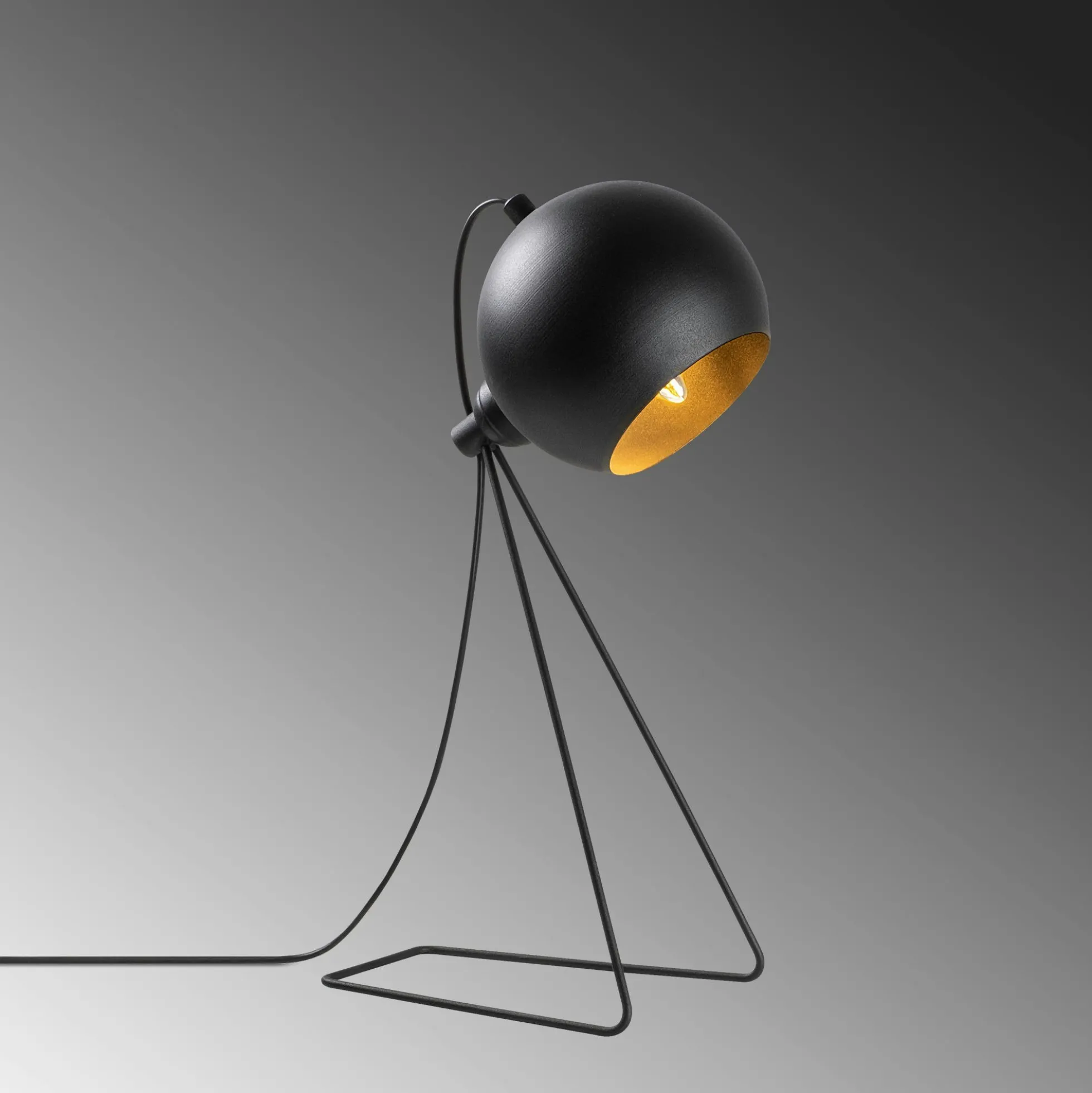 Lampe à poser design noire, abat-jour rond en métal SILE