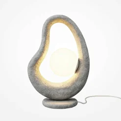 Lampe à poser grise effet béton – globe central LULING