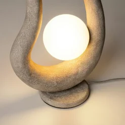 Lampe à poser grise effet béton – globe central LULING