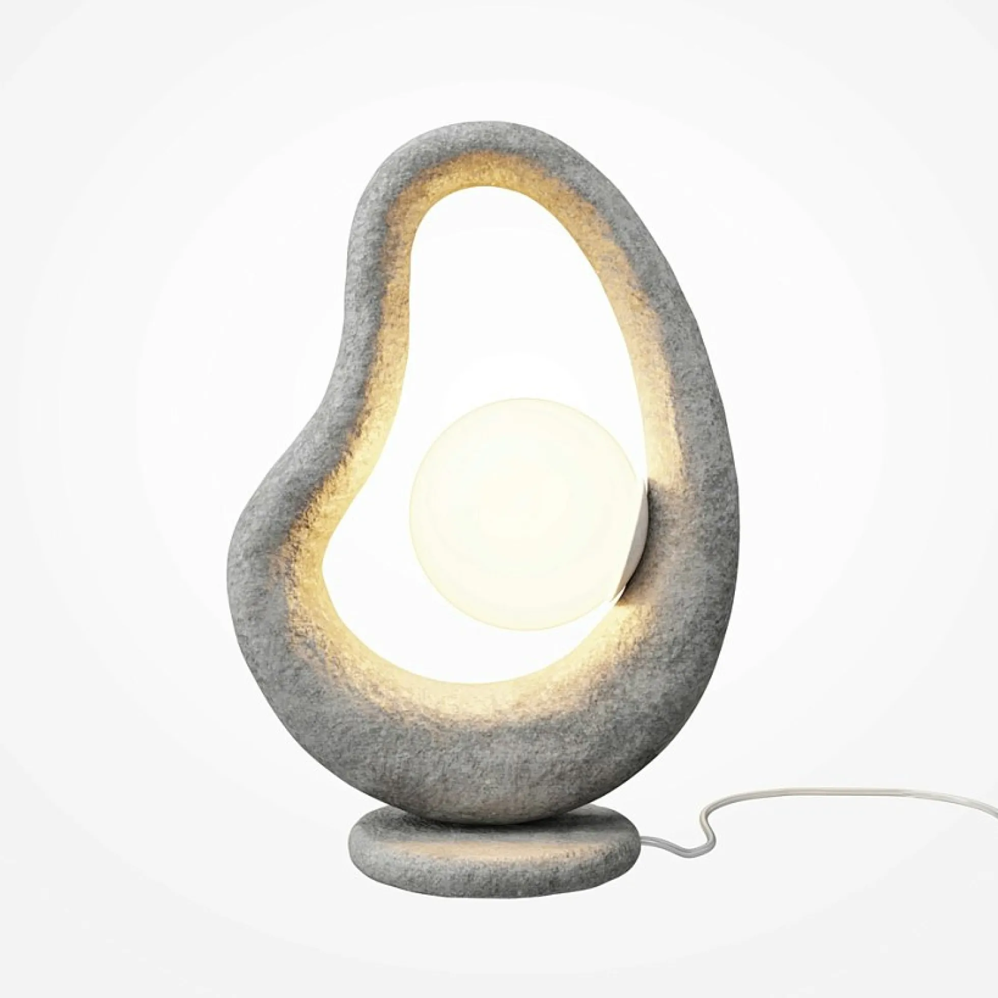 Lampe à poser grise effet béton – globe central LULING