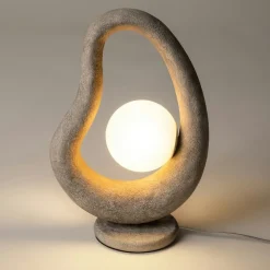 Lampe à poser grise effet béton – globe central LULING