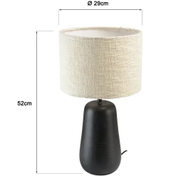 Lampe à poser manguier antique abat-jour en tissu beige TOSCA