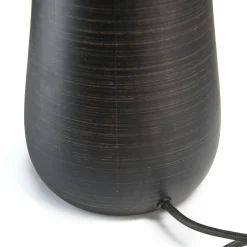 Lampe à poser manguier antique abat-jour en tissu beige TOSCA