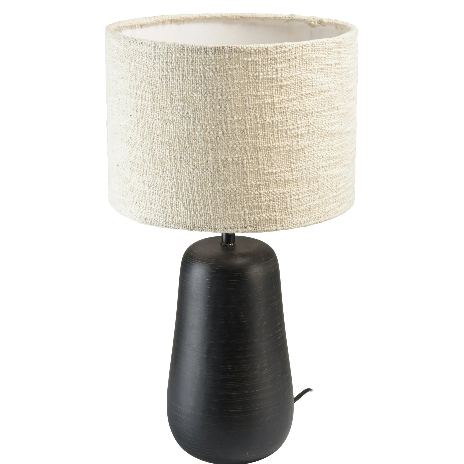 Lampe à poser manguier antique abat-jour en tissu beige TOSCA