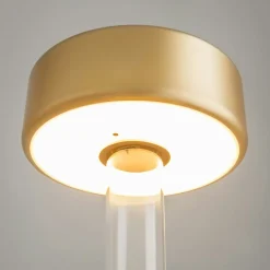 Lampe rechargeable dorée avec vase en verre design ALMA