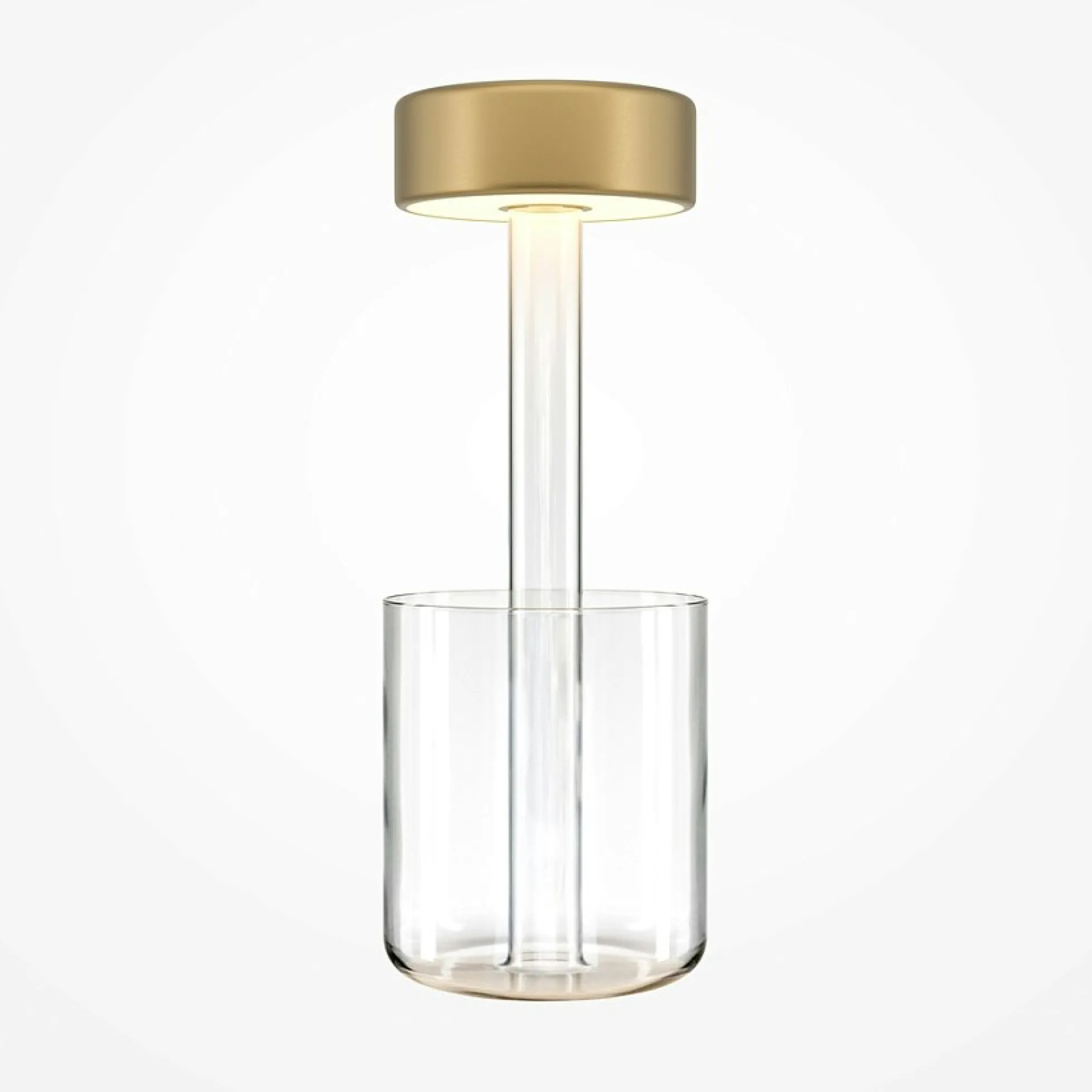 Lampe rechargeable dorée avec vase en verre design ALMA