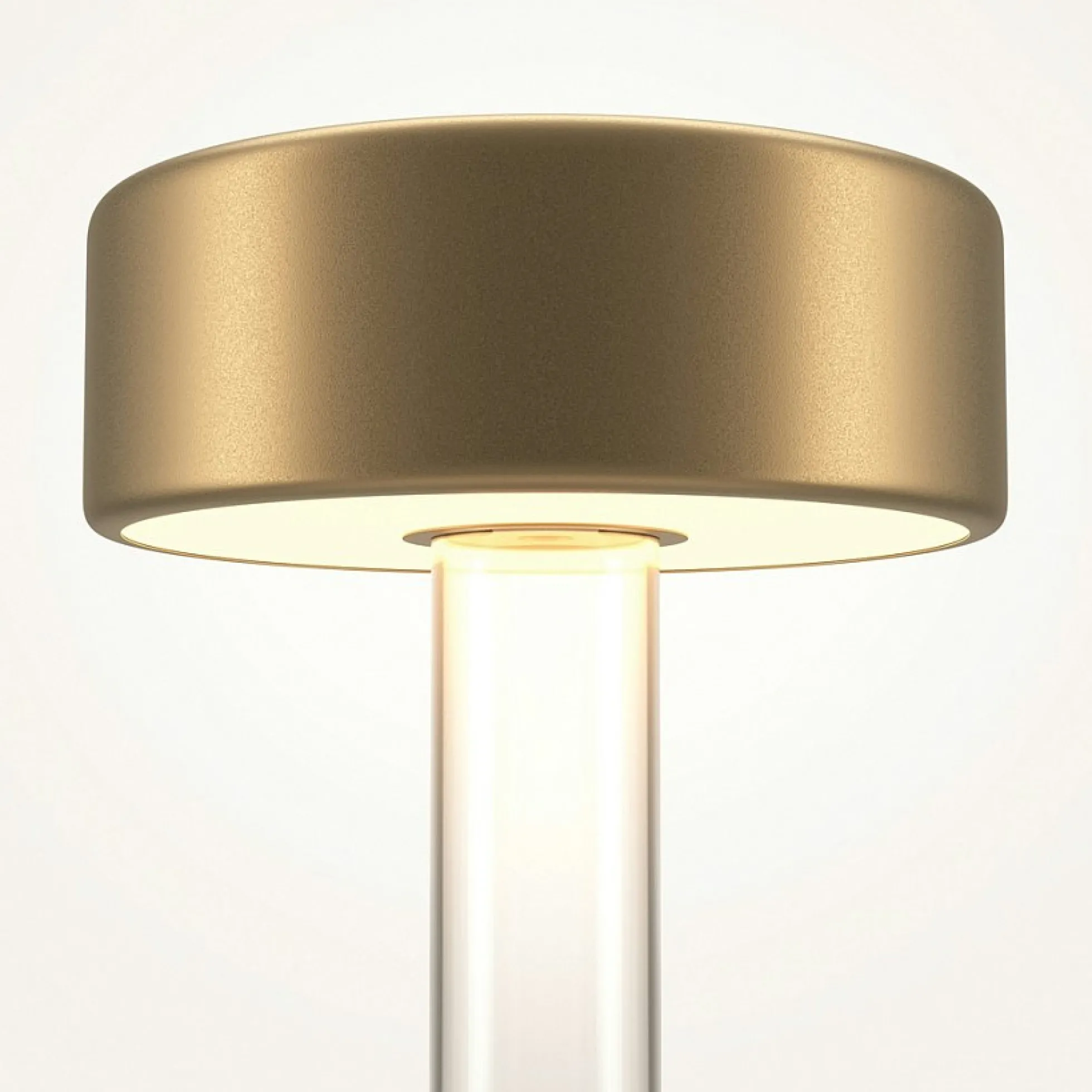 Lampe rechargeable dorée avec vase en verre design ALMA