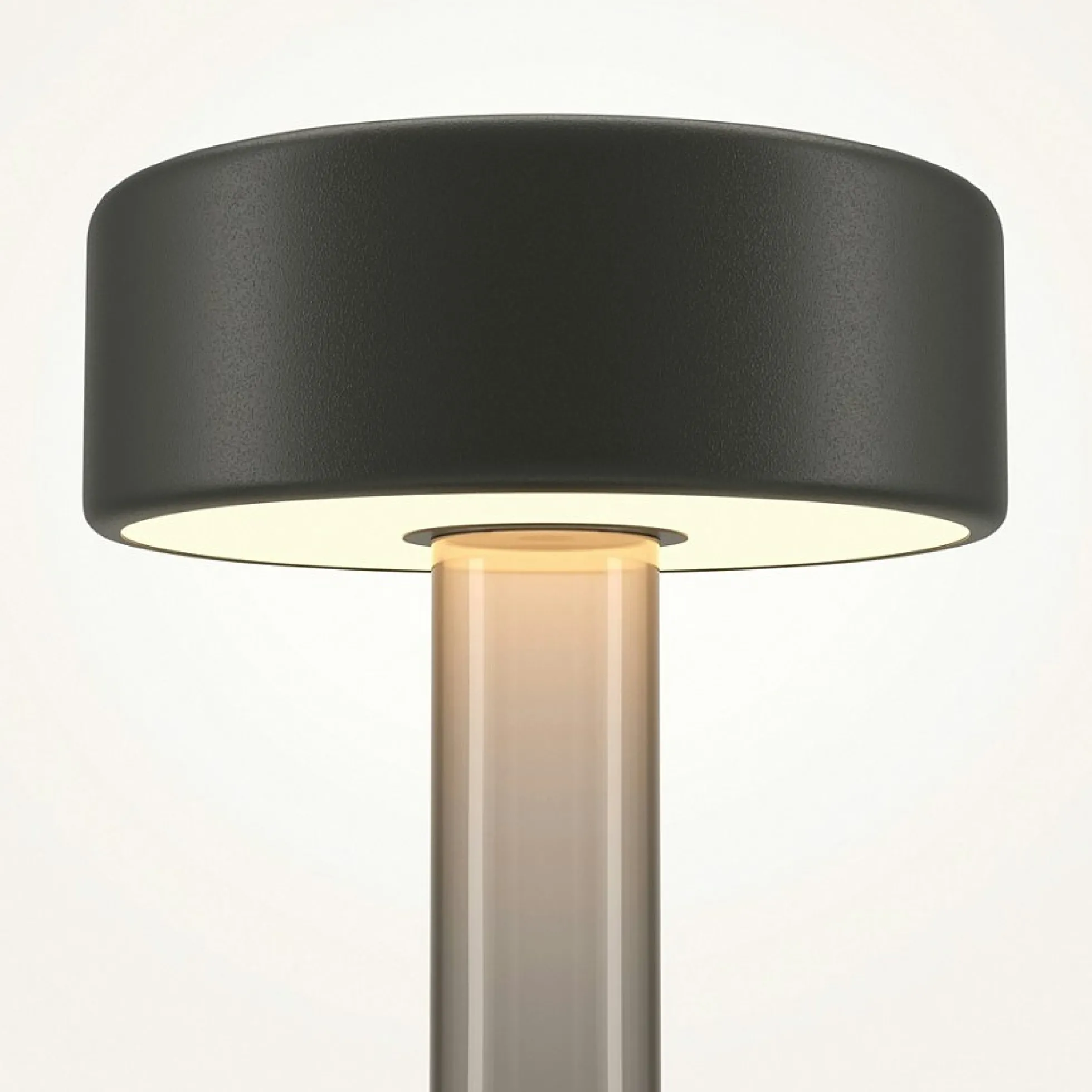 Lampe sans fil noire, avec vase en verre fumé ALMA