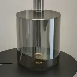 Lampe sans fil noire, avec vase en verre fumé ALMA