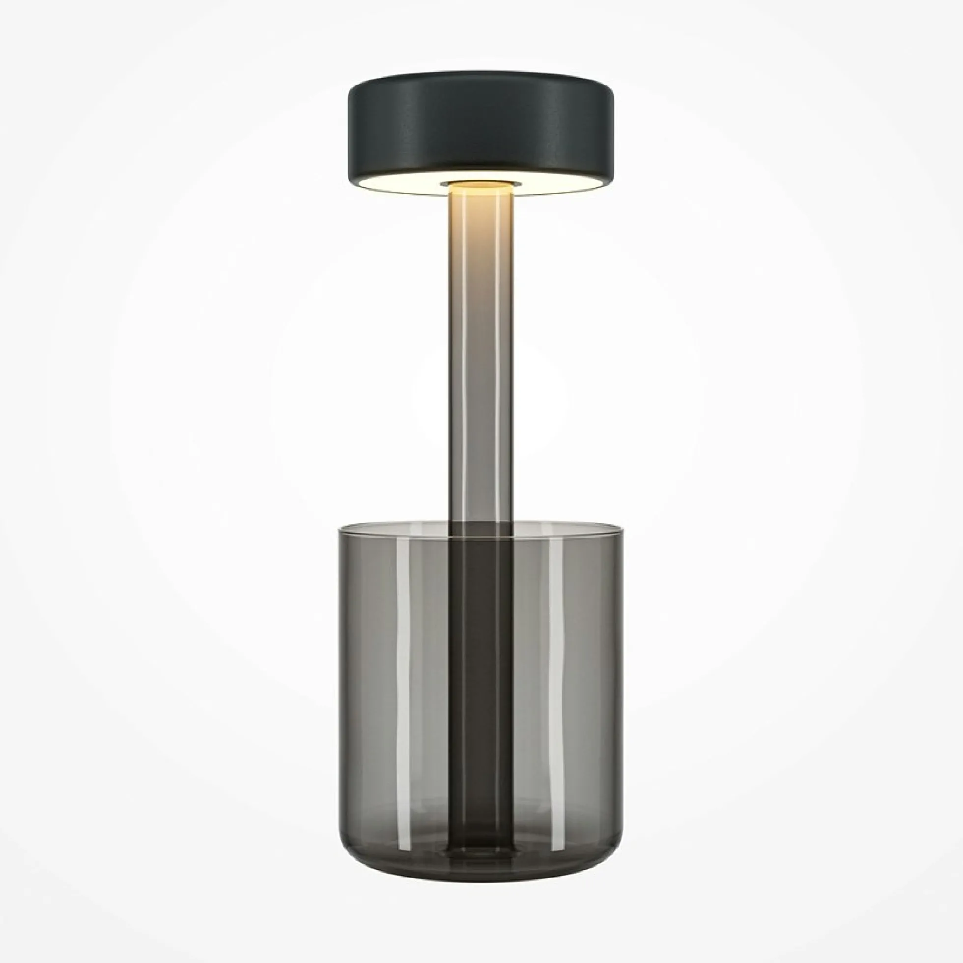 Lampe sans fil noire, avec vase en verre fumé ALMA