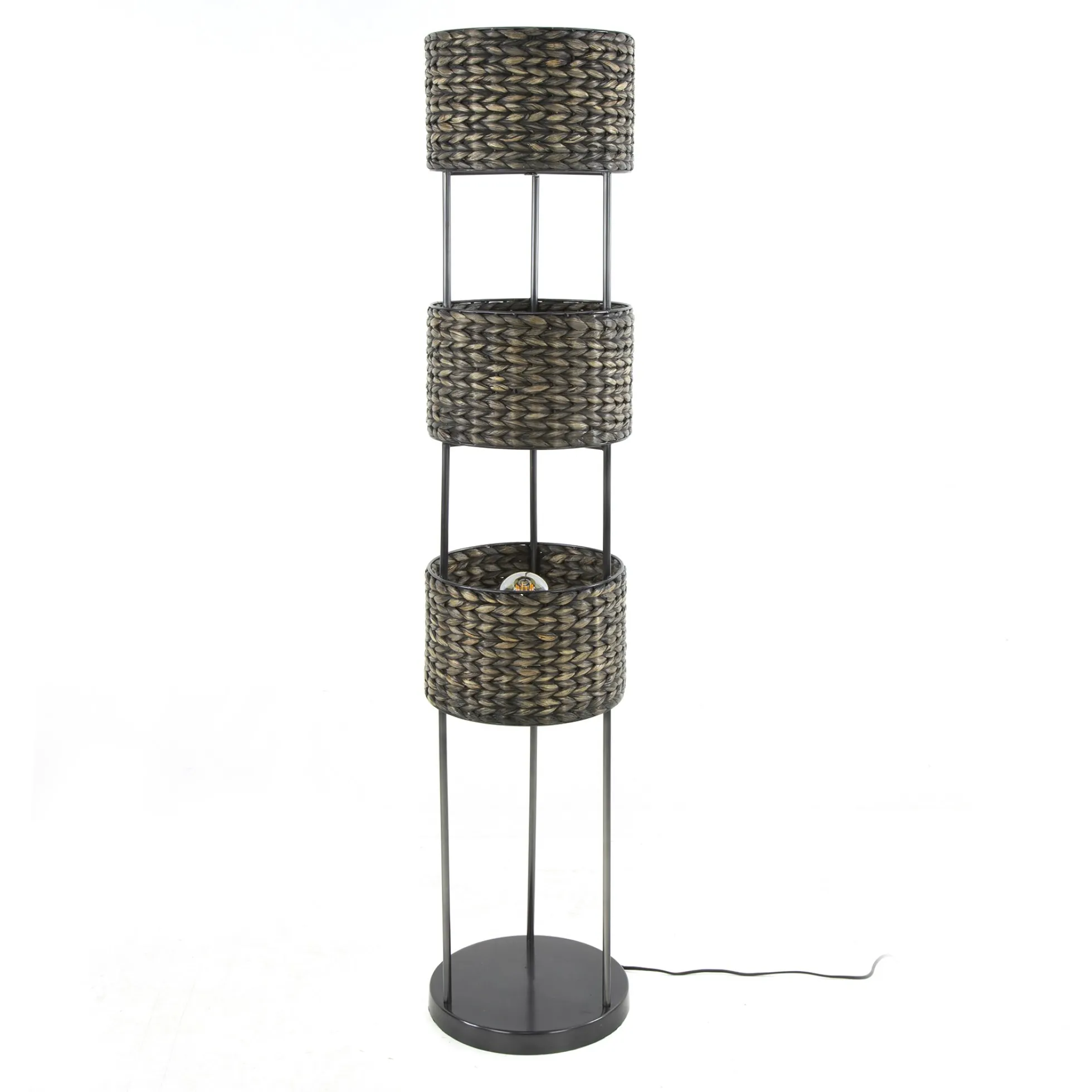 Lampe sur pied en jacinthe d'eau 3 abat-jour TASMANIE