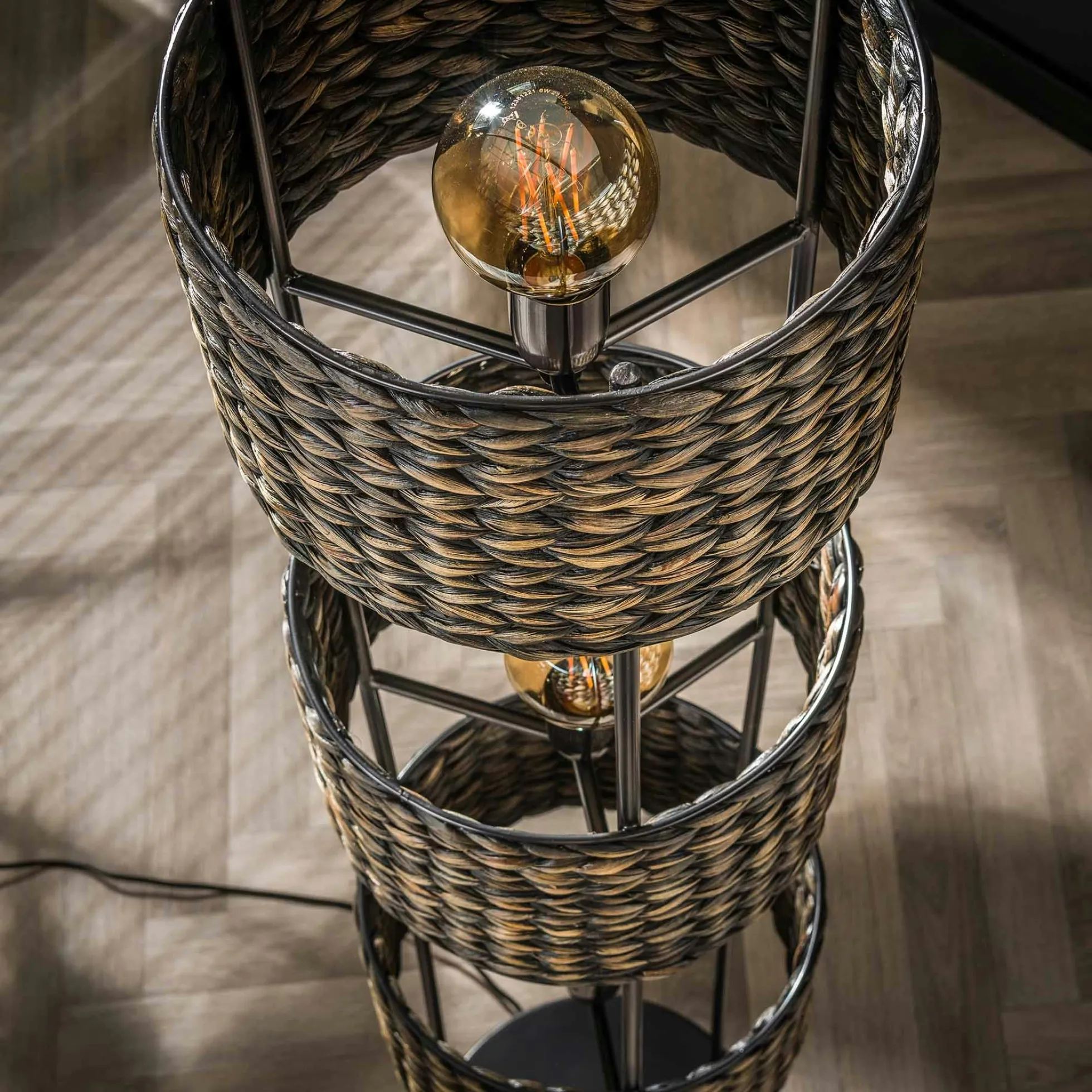 Lampe sur pied en jacinthe d'eau 3 abat-jour TASMANIE