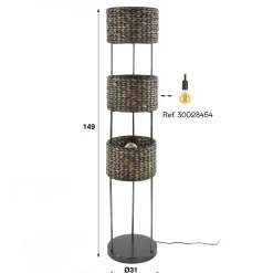 Lampe sur pied en jacinthe d'eau 3 abat-jour TASMANIE