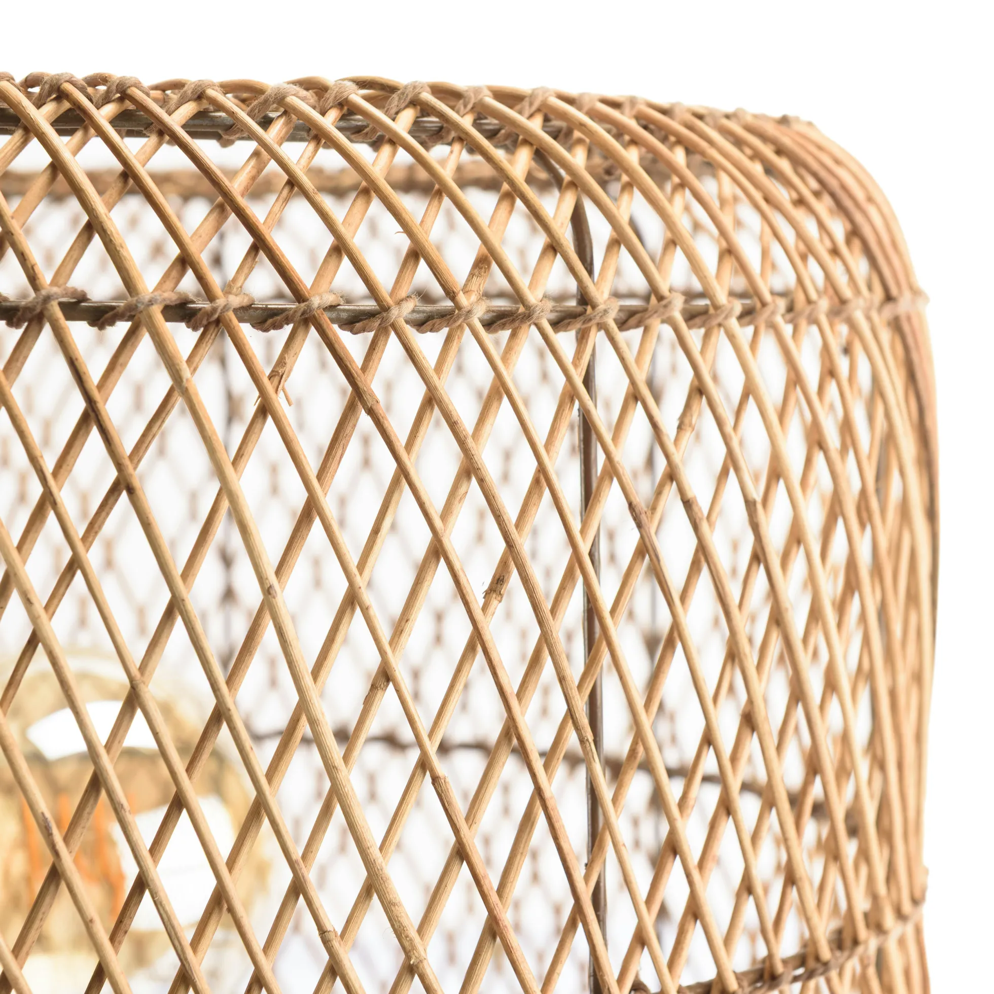 Lampe 38x38cm en rotin couleur naturelle et bois de teck recyclé SWING