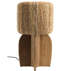 Lampe 30x30cm en rotin couleur naturelle et bois de teck recyclé SWING