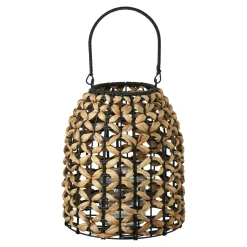 Lanterne photophore métal noir et résine tressée
