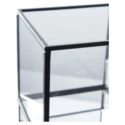 Lanterne photophore verre et métal noir - style minimaliste, forme cube