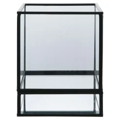 Lanterne photophore verre et métal noir - style minimaliste, forme cube