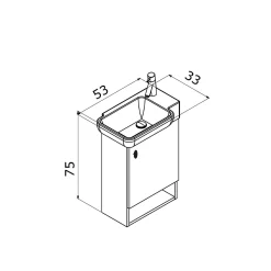 Lave-mains suspendu anthracite 1 porte 1 niche ONA