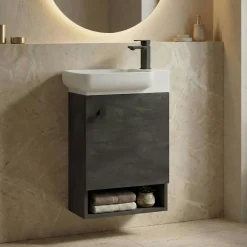 Lave-mains suspendu anthracite 1 porte 1 niche ONA