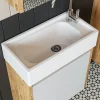 Lave-mains suspendu blanc et décor pin 1 porte LUA