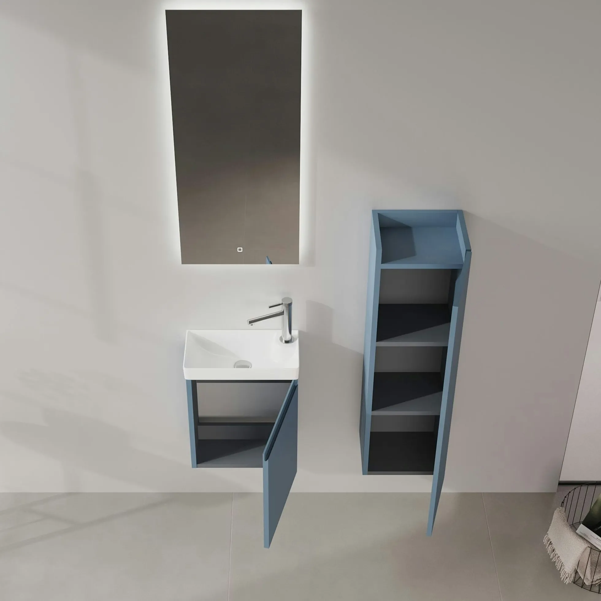 Lave-mains suspendu bleu 1 porte IRIS