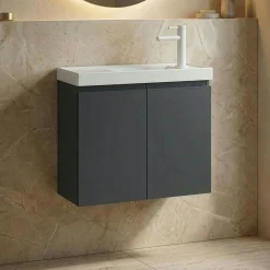 Lave-mains suspendu 60 cm anthracite 2 portes IRIS