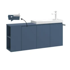 Lave-mains suspendu 110 cm bleu 3 portes 2 niches IRIS