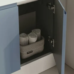Lave-mains suspendu 110 cm bleu 3 portes 2 niches IRIS