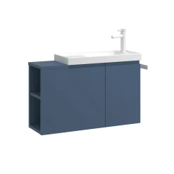 Lave-mains suspendu 80 cm bleu 2 portes 2 niches IRIS