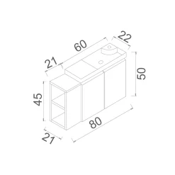 Lave-mains suspendu 80 cm bleu 2 portes 2 niches IRIS