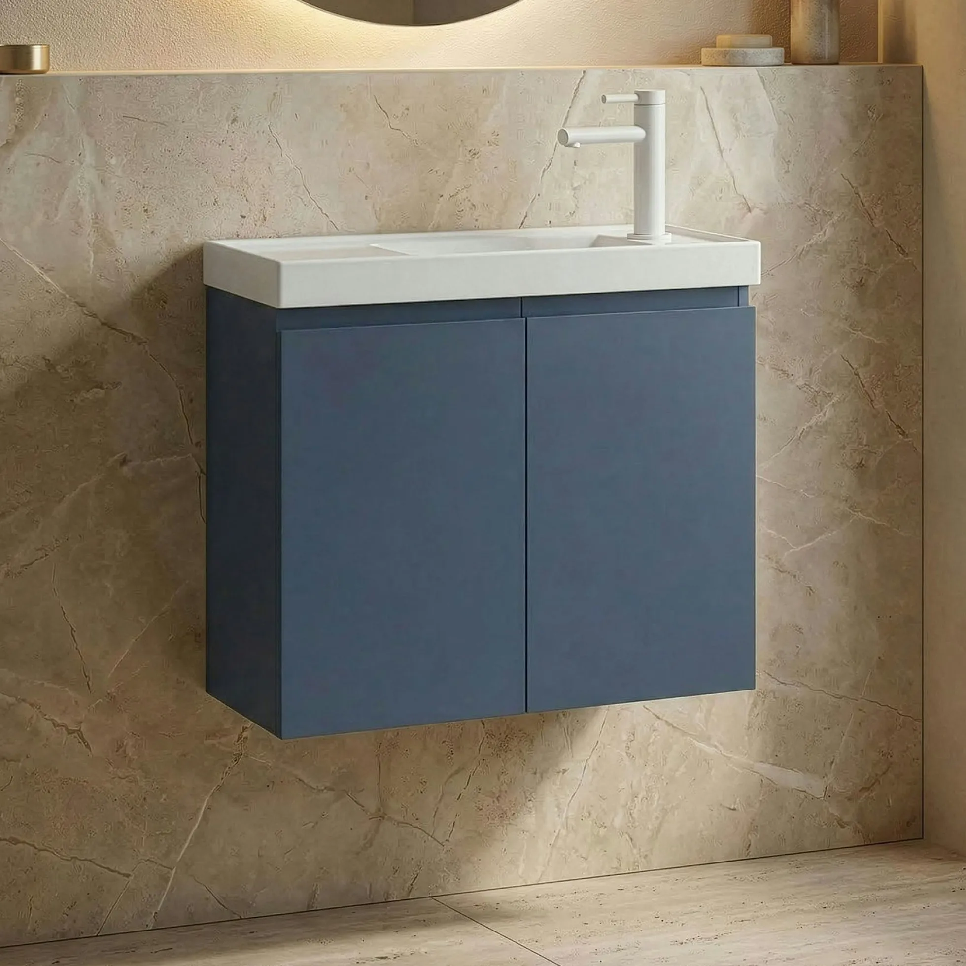 Lave-mains suspendu 60 cm bleu 2 portes IRIS