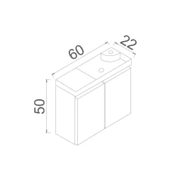 Lave-mains suspendu 60 cm gris 2 portes IRIS