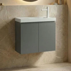 Lave-mains suspendu 60 cm gris 2 portes IRIS