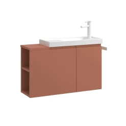 Lave-mains suspendu 80 cm rouge 2 portes 2 niches IRIS