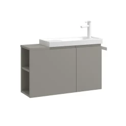 Lave-mains suspendu 80 cm taupe 2 portes 2 niches IRIS