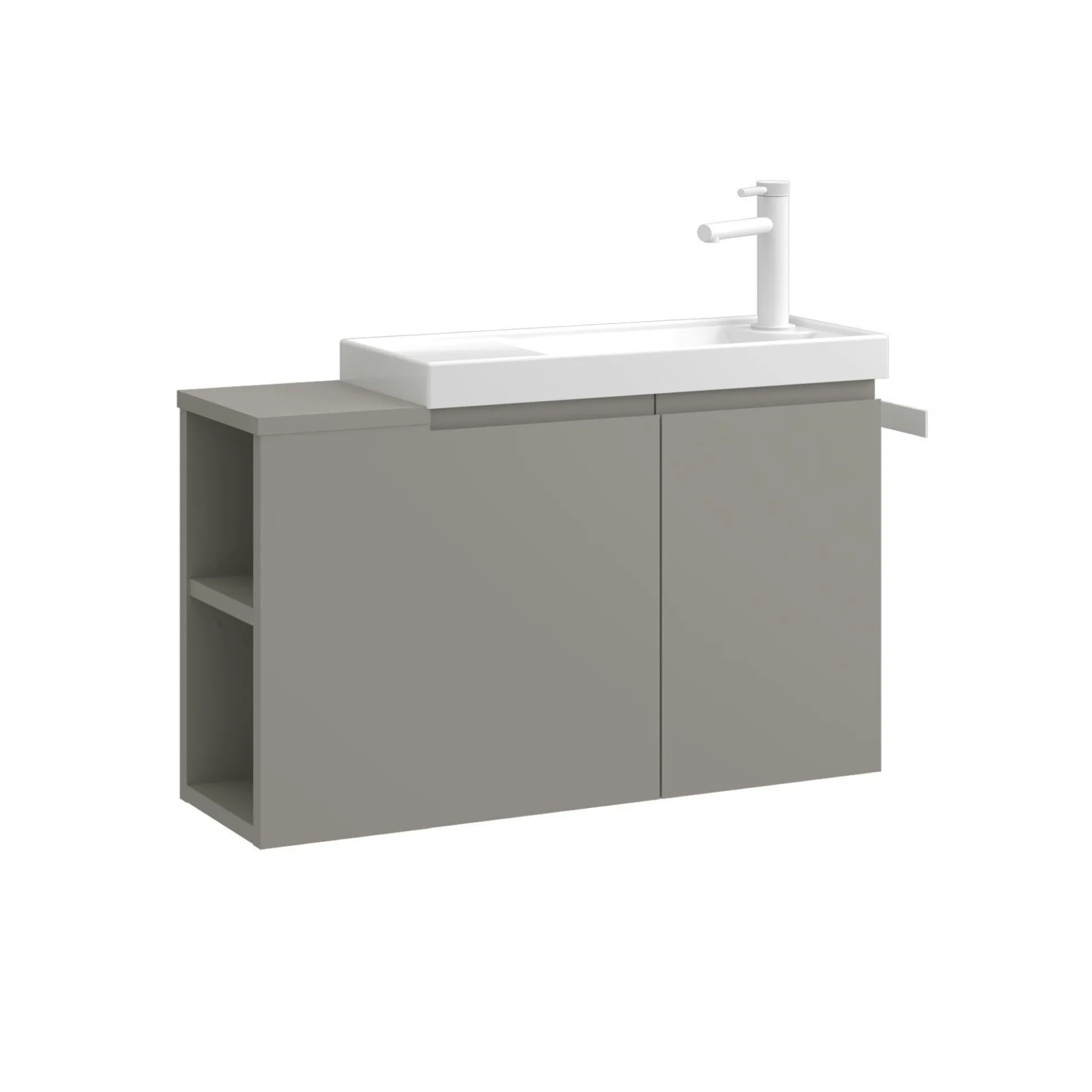 Lave-mains suspendu 80 cm taupe 2 portes 2 niches IRIS