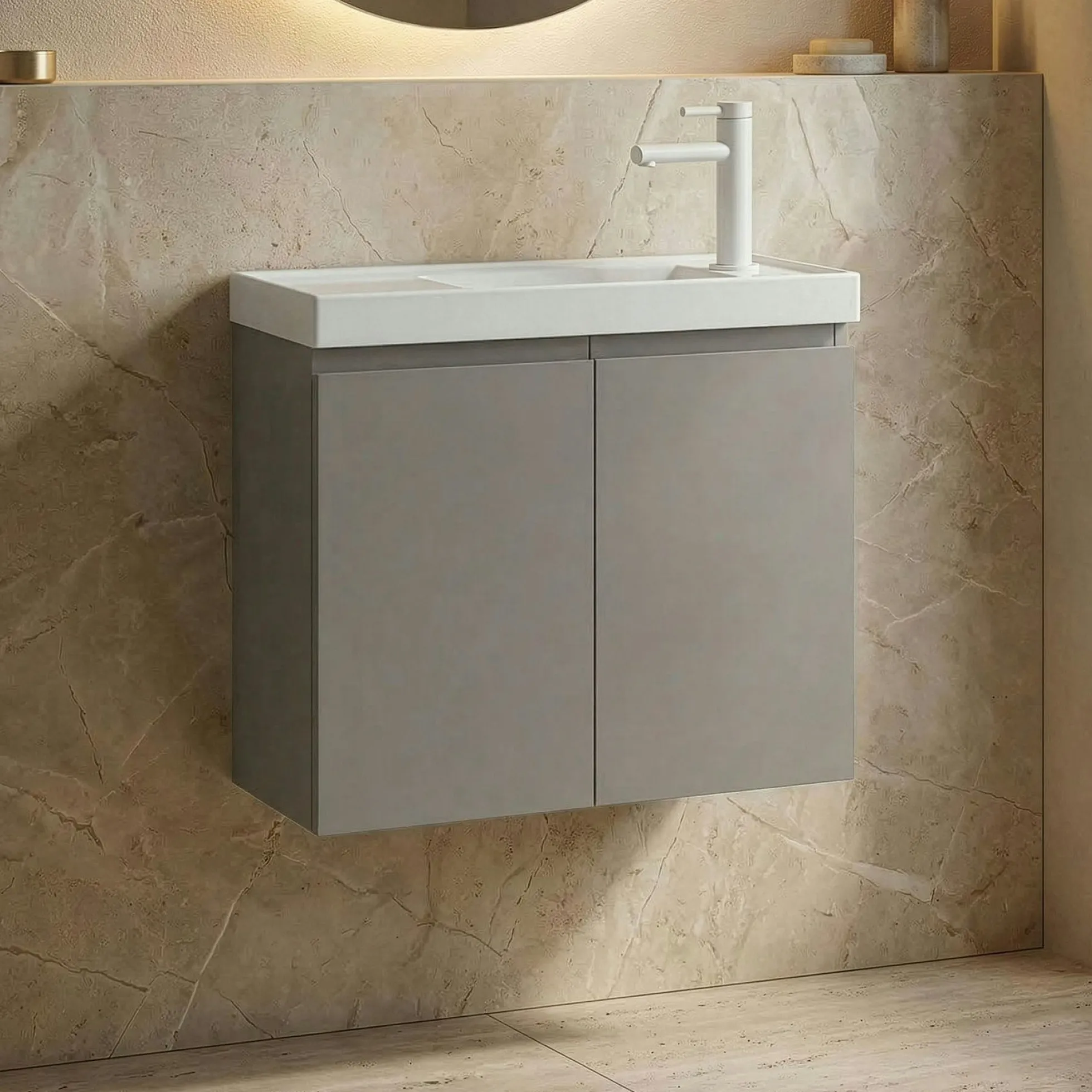 Lave-mains suspendu 60 cm taupe 2 portes IRIS