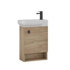 Lave-mains suspendu décor bois clair 1 porte 1 niche ONA
