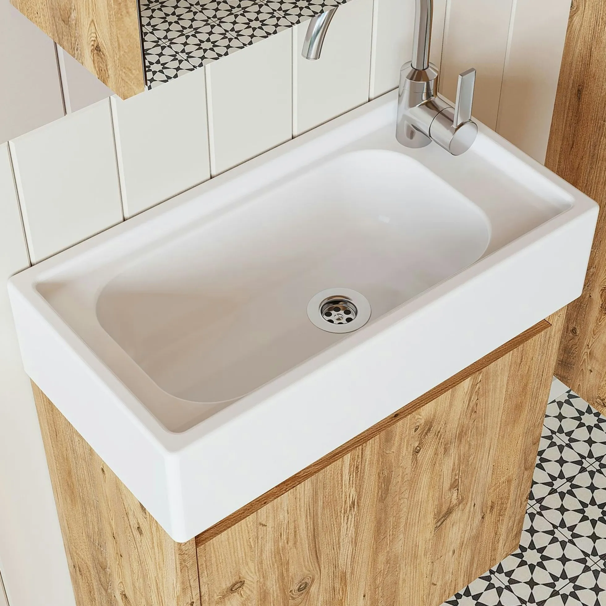 Lave-mains suspendu décor pin 1 porte LUA