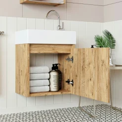 Lave-mains suspendu décor pin 1 porte LUA
