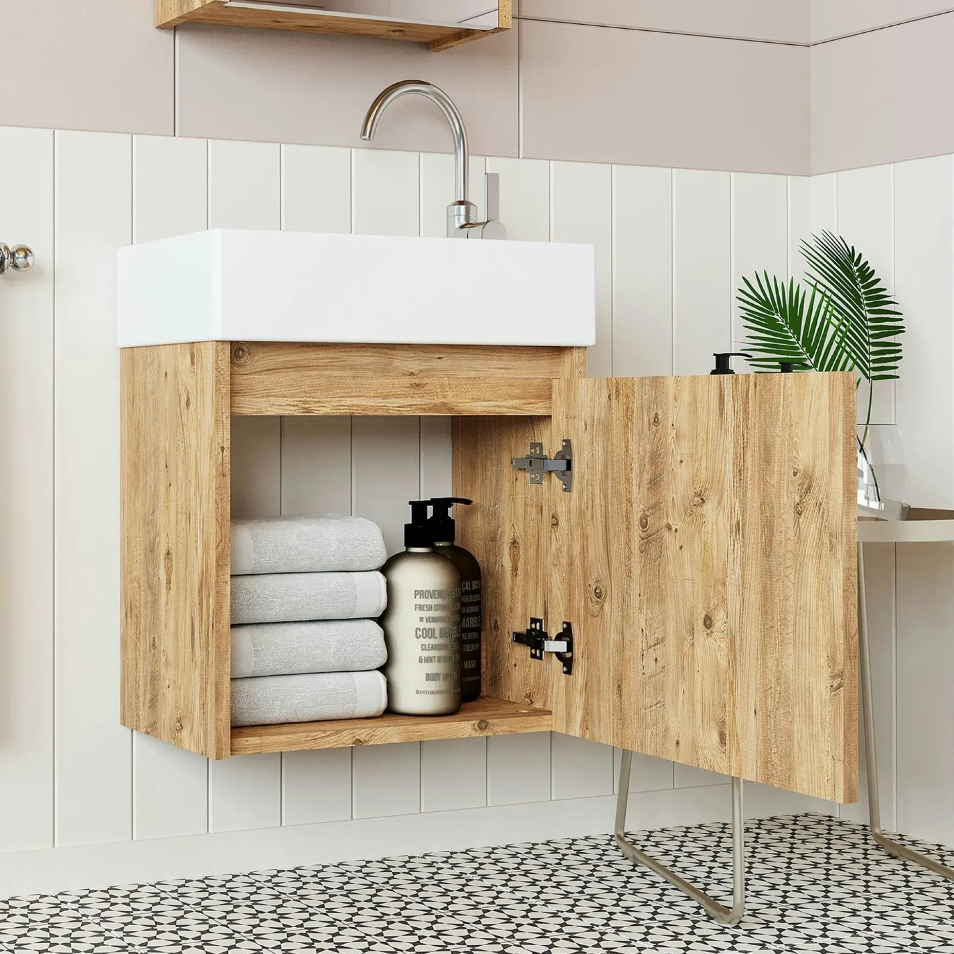 Lave-mains suspendu décor pin 1 porte LUA