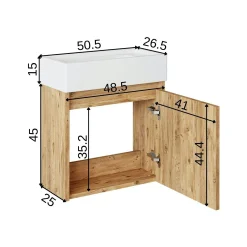 Lave-mains suspendu décor pin 1 porte LUA