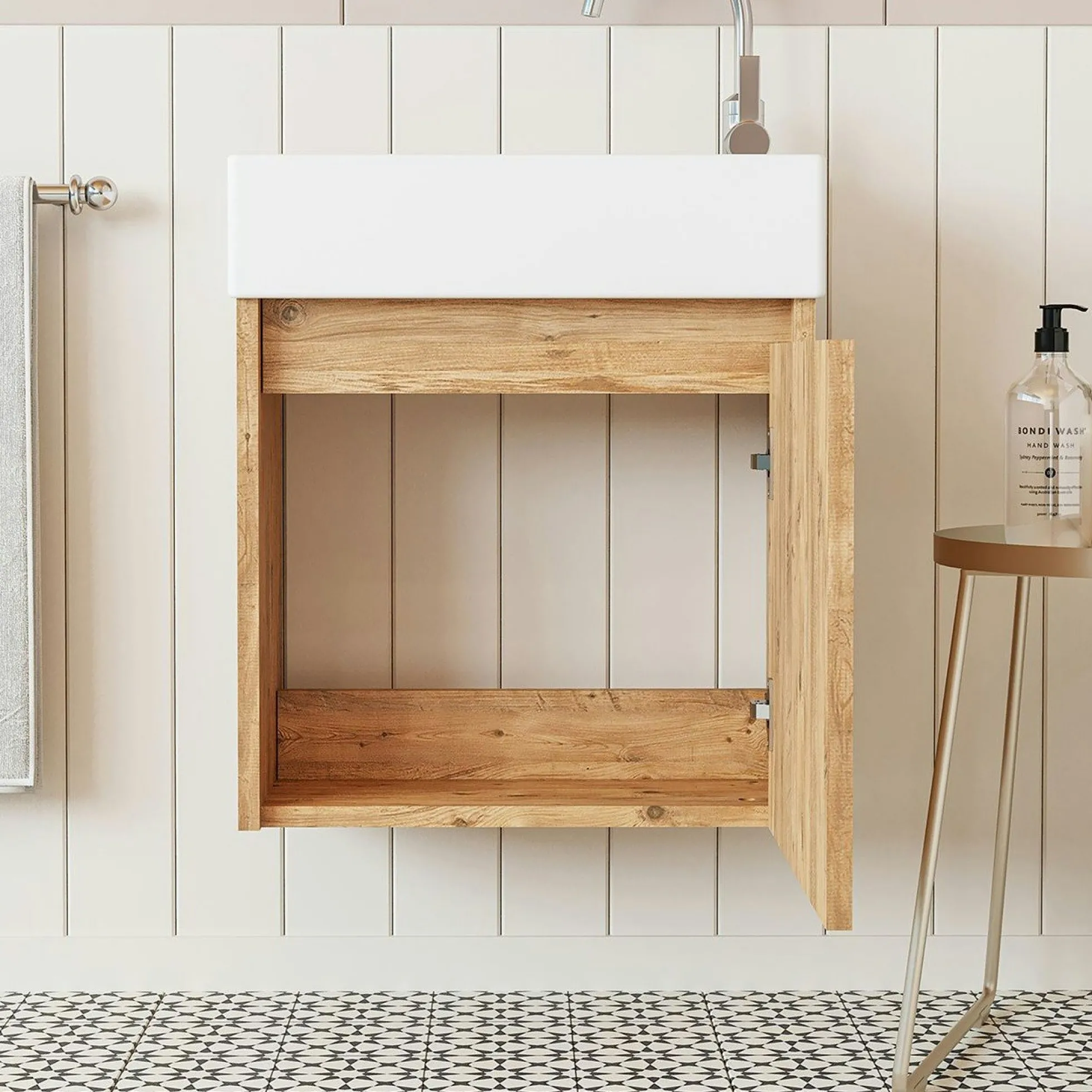 Lave-mains suspendu décor pin 1 porte LUA