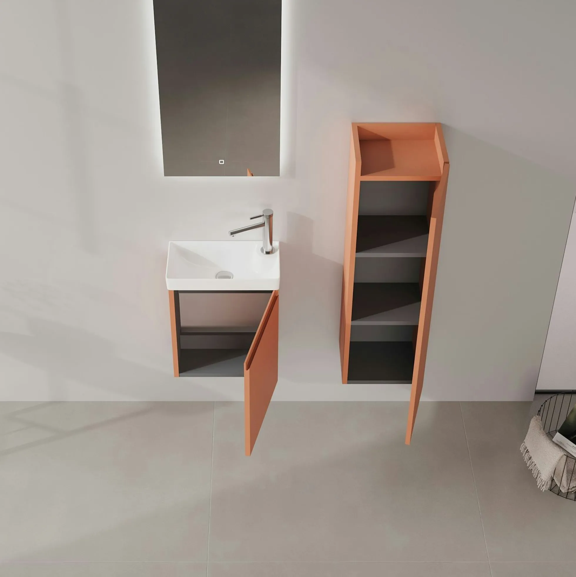 Lave-mains suspendu rouge 1 porte IRIS