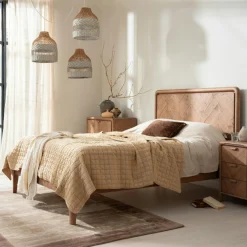 Lit 2 personnes en bois recyclé avec sommier 180 cm KEARNEY