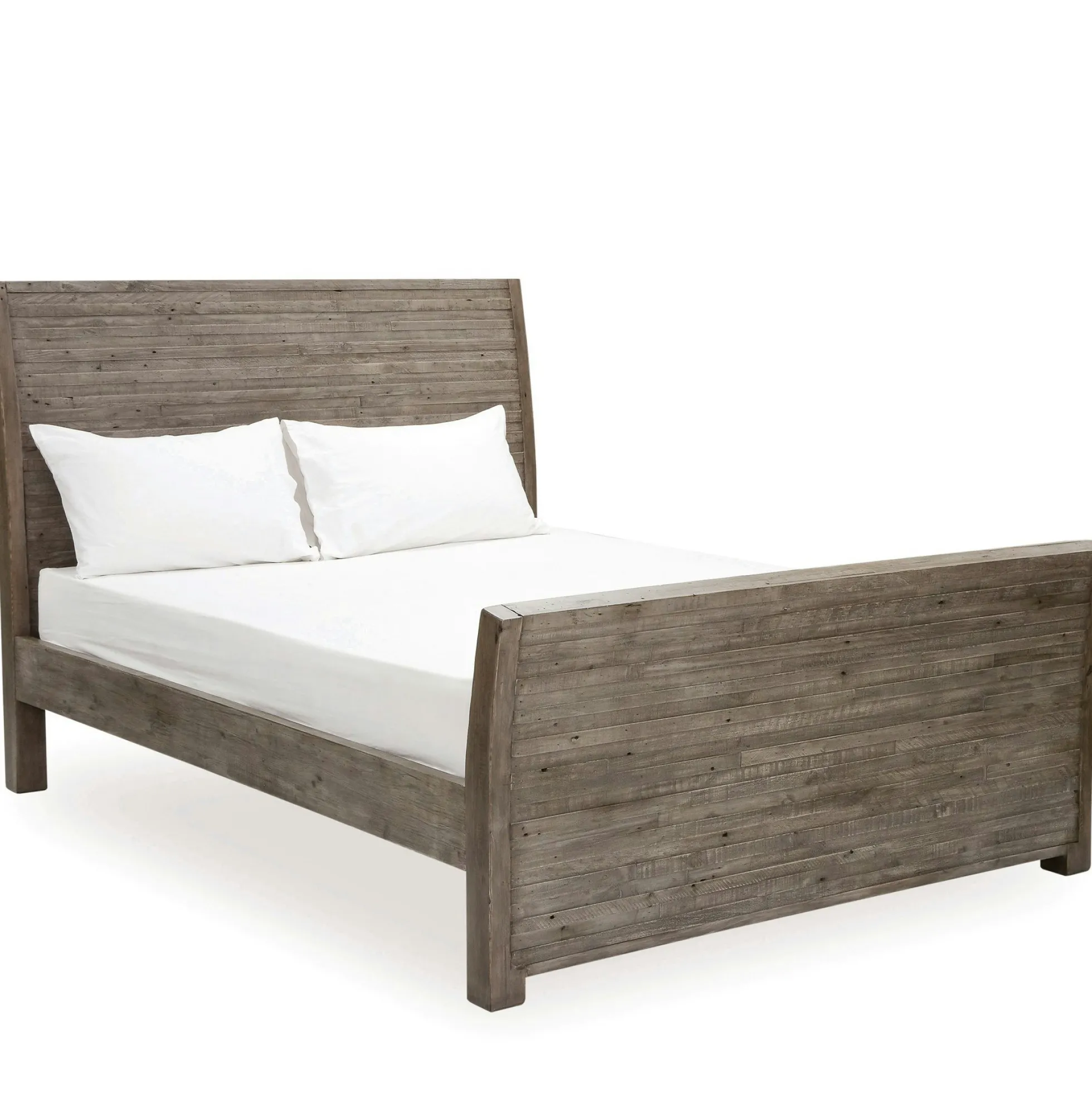 Lit 2 places bois recyclé grisé 180 cm SIENNE